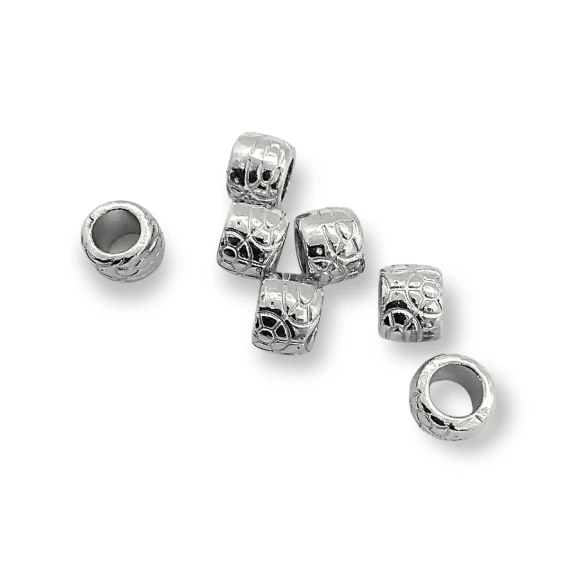 Bağucu  Desenli Metal Boncuk Şekil boy 7 mm Giriş 5,8 mm PBB008