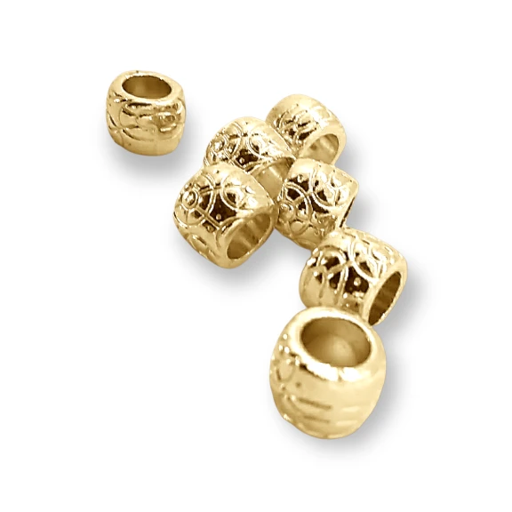Bağucu  Desenli Metal Boncuk Şekil boy 7 mm Giriş 5,8 mm PBB008