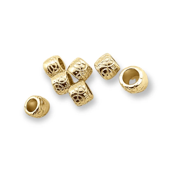 Bağucu  Desenli Metal Boncuk Şekil boy 7 mm Giriş 5,8 mm PBB008