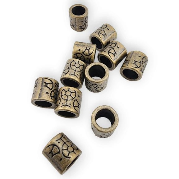 Antique Yellow Metal Bead Shape with Lace Pattern 5.8 mm PBB008PROMO