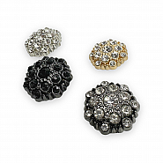 23 mm 36 L Rhinestone Button Black and White Rhinestone Button Jacket and Coat Button PBT0026