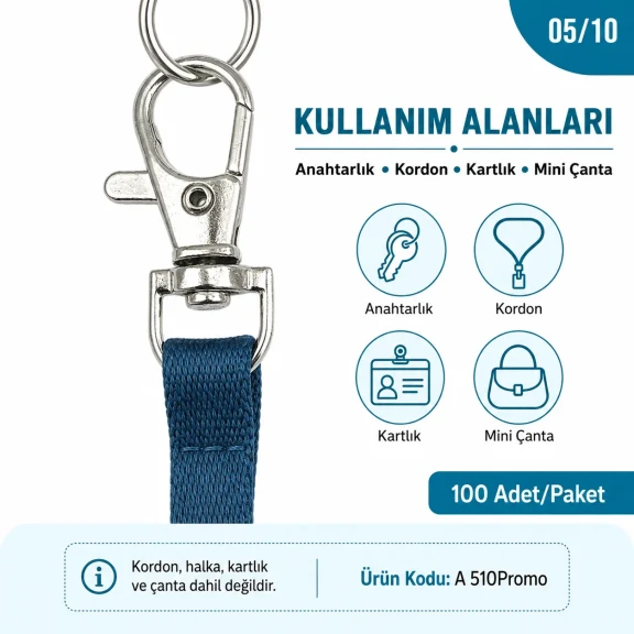 10 mm Paris Kanca Yaylı Döner Anahtarlık Kancası, çanta aksesuarı, 100 adet paket