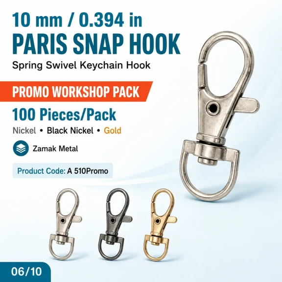 10 mm Paris Kanca Yaylı Döner Anahtarlık Kancası, çanta aksesuarı, 100 adet paket