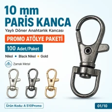 9 mm / 0.354 in Paris Swivel Hook for Keychains, 100 Pieces A 510Promo