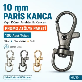10 mm Paris Kanca Yaylı Döner Anahtarlık Kancası 100 Adet A 510Promo