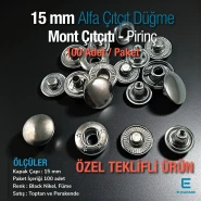 15 mm Alfa Çıt çıt Düğme Black Nikel Pirinç Çıtçıt Düğme 100 Ad/ Pack C000100PRPROMO