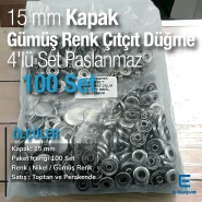 Çıtçıt Düğme 15 mm Paslanmaz Gümüş Renk 100 adet/Pk C00016PPKNK