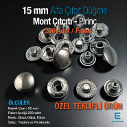 15 mm Alfa Çıt çıt Düğme Black Nikel Pirinç Çıtçıt Düğme 250 Ad/ Pack C0001PRPROMO