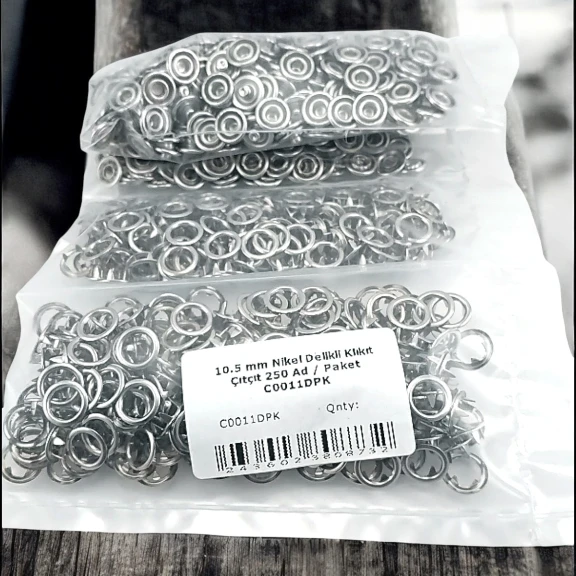 10,5 mm Paslanmaz Nikel Delikli Klikıt Çıtçıt 250 Adet/ Paket C0011DPK