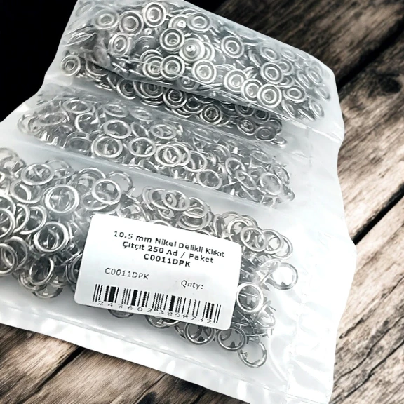 10,5 mm Paslanmaz Nikel Delikli Klikıt Çıtçıt 250 Adet/ Paket C0011DPK