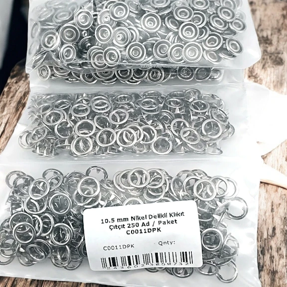 10,5 mm Paslanmaz Nikel Delikli Klikıt Çıtçıt 250 Adet/ Paket C0011DPK