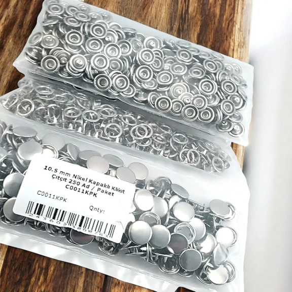 10,5 mm Paslanmaz Nikel Kapaklı Klikıt Çıtçıt 250 Adet/ Paket C0011KP