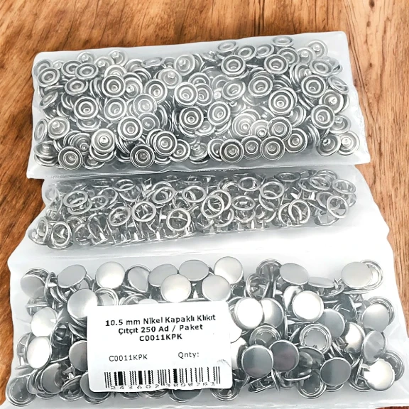 10,5 mm Paslanmaz Nikel Kapaklı Klikıt Çıtçıt 250 Adet/ Paket C0011KP