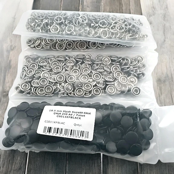 10,5 mm Paslanmaz Siyah Kapaklı Klikıt Çıtçıt 250 Adet/ Paket C0011KPBLACK