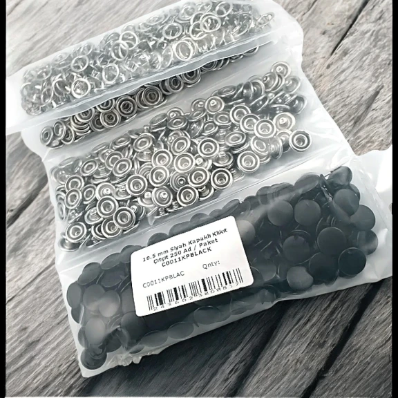 10,5 mm Paslanmaz Siyah Kapaklı Klikıt Çıtçıt 250 Adet/ Paket C0011KPBLACK