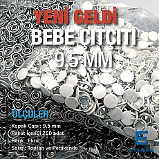 Baby Snap Fastener with Cover 9.5mm - 3/8" Ecru Painted Stainless 250 Pieces/Pack C0014PromoPEcru