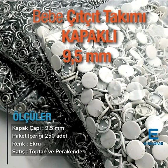 Baby Snap Fastener with Cover 9.5mm - 3/8" Ecru Painted Stainless 250 Pieces/Pack C0014PromoPEcru