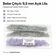 Bebe Çıtçıtı 9,5 mm Açık Lila Renk Paslanmaz Delikli Klikıt Çıtçıt 250 Adet/Pk C0095DPPKKALL