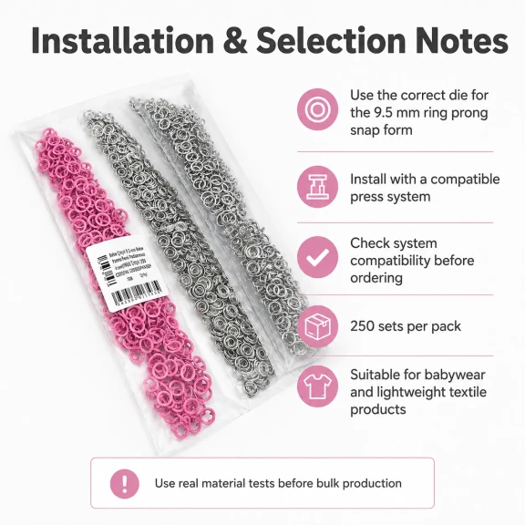 9.5 mm / 0.37 in Baby Pink Stainless Eyelet-Style Klıkit Baby Snap Fastener for children's clothing and light textile