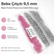 Bebe Çıtçıtı 9,5 mm Bebe Pembe Renk Paslanmaz Delikli Klikıt Çıtçıt 250 Adet/Pk C0095DPPKKBBP