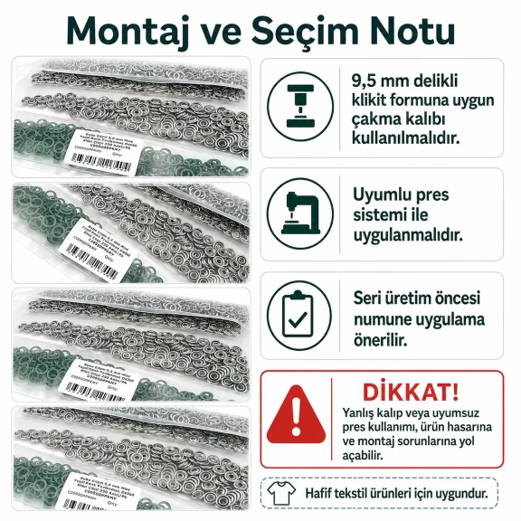 Bebe Çıtçıtı 9,5 mm Mint Yeşili Renk Paslanmaz Delikli Klikıt Çıtçıt 250 Adet/Pk C0095DPPKMY