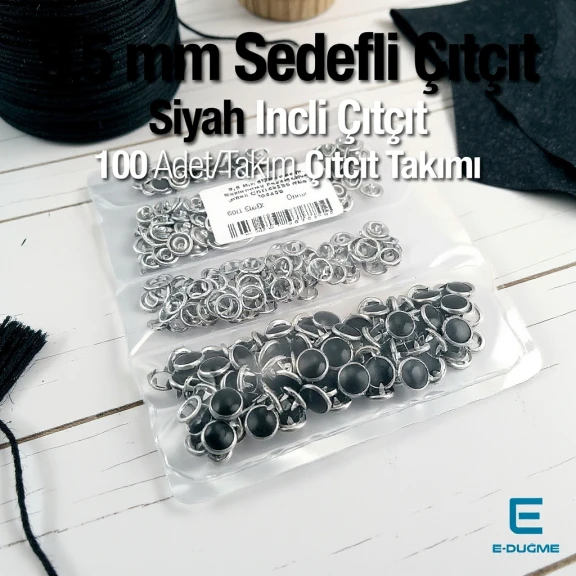 Bebe Çıtçıtı 9,5 mm Paslanmaz Siyah Sedefli Klikıt Çıtçıt 100 Adet/Paket – C0095SPPKBLK