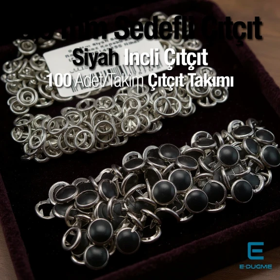 Bebe Çıtçıtı 9,5 mm Paslanmaz Siyah Sedefli Klikıt Çıtçıt 100 Adet/Paket – C0095SPPKBLK