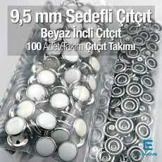 9.5 mm White Pearl Stainless Prong Snap Fasteners for Baby Clothes, 100 Sets/Pack – C0095SPPKWHT