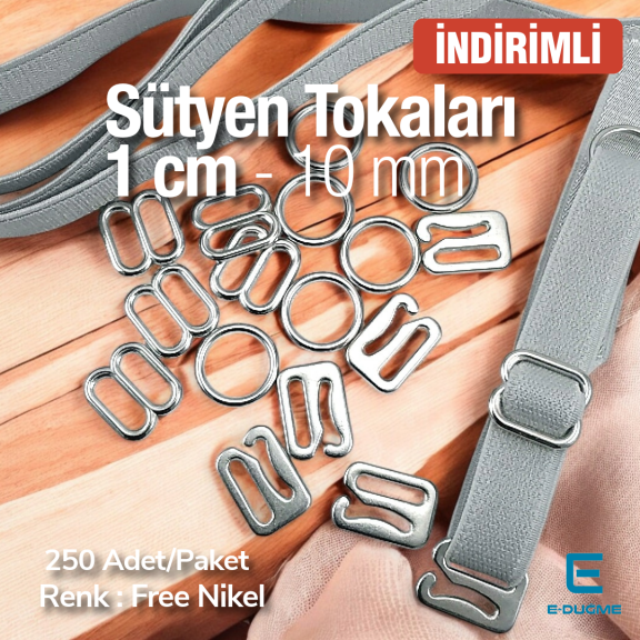 Sütyen Aksesuarları 10 mm Askı Ayar Tokası Kancası ve Halkası 250 Ad/Paket CGT003T10Promo