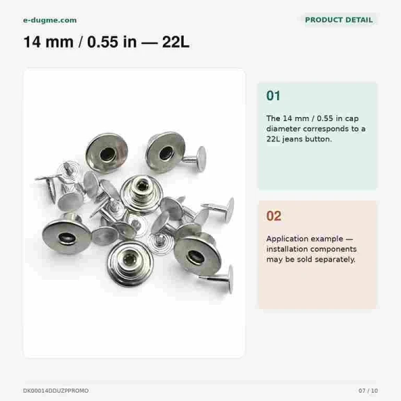 14 mm Perforated Nickel-Plated Brass Jeans Button with Fixed Cup for Trousers and Jackets - Pack of 100