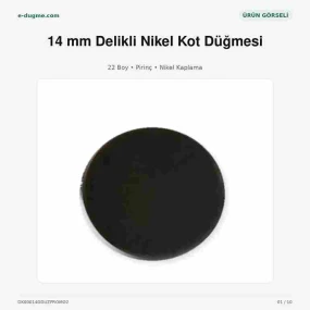 14 mm Delikli Nikel Kot Düğmesi 100 Adet/Paket DK00014DDUZPROMO2
