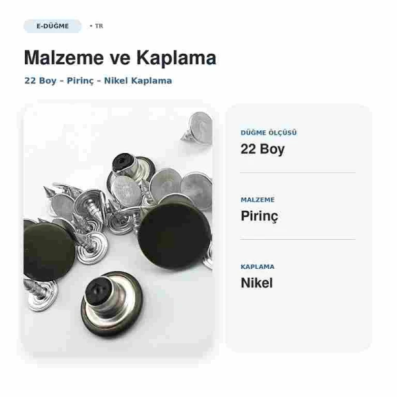 14 mm Delikli Nikel Kot Düğmesi, 100 Adet/Paket, Pirinç Malzeme, Gümüş Renkli Metal Görünümü