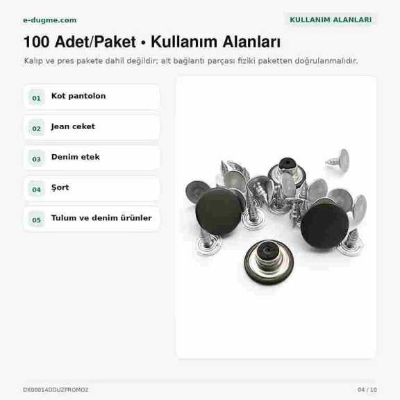 14 mm Delikli Nikel Kot Düğmesi, 100 Adet/Paket, Pirinç Malzeme, Gümüş Renkli Metal Görünümü