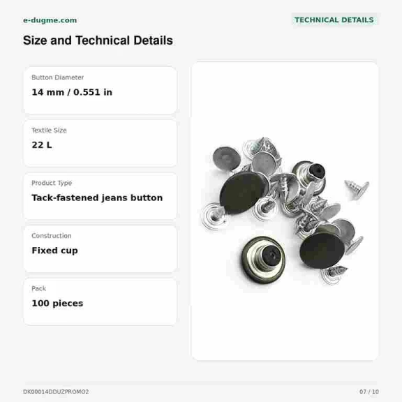 14 mm Delikli Nikel Kot Düğmesi, 100 Adet/Paket, Pirinç Malzeme, Gümüş Renkli Metal Görünümü