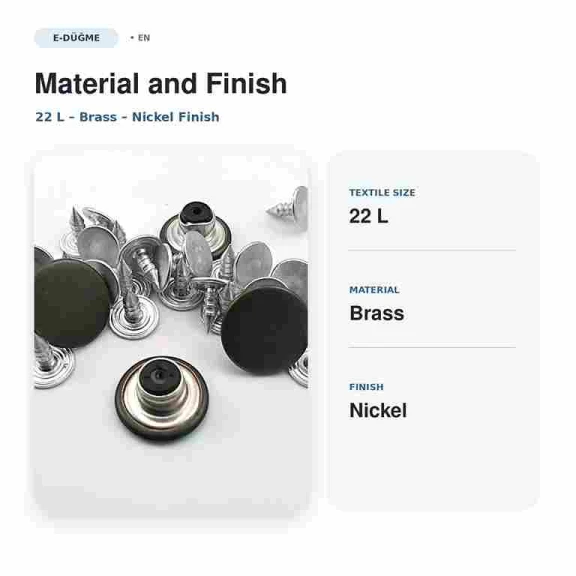 14 mm Delikli Nikel Kot Düğmesi, 100 Adet/Paket, Pirinç Malzeme, Gümüş Renkli Metal Görünümü