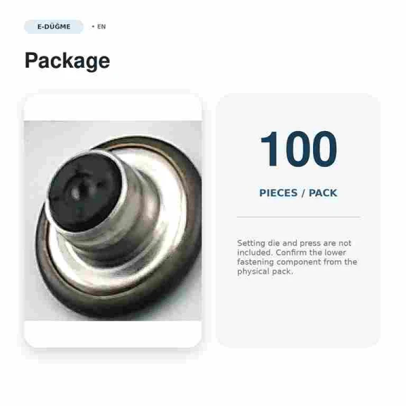 14 mm Delikli Nikel Kot Düğmesi, 100 Adet/Paket, Pirinç Malzeme, Gümüş Renkli Metal Görünümü