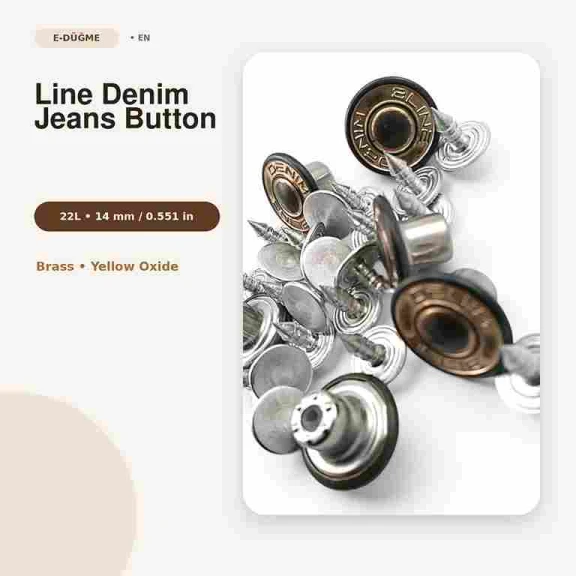 14 mm Yellow Oxide Plastic Back Denim Jeans Button, 100 Pieces Pack, Durable Metal with Star Logo