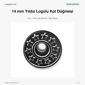 14 mm / 22 L Yıldız Logolu Pirinç Kot Düğmesi Nikel 75 Adet/Paket DK00014YLDZPPROMO