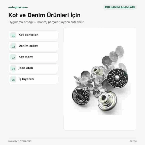 14 mm Kot Düğmesi Yıldız Logolu Nikel Plastik Çanaklı 75 Adet/Paket, dayanıklı bakır oksit kaplama ile jean pantolonlar ve