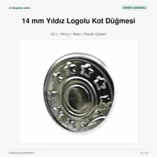 14 mm / 0.551 in 22 L Star Logo Brass Jeans Button Nickel Color Plastic Cup Pack of 75 DK00014YLDZPPROMO2