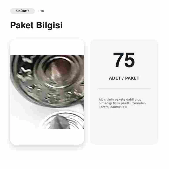 14 mm Yıldız Logolu Nikel Kot Düğmesi, 22 L, Pirinç ve Plastik Çanaklı, 75 Adet Paket