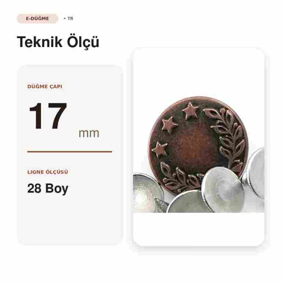 17 mm / 0.67 in Wreath Logo Jeans Button in Copper Oxide Finish, Pack of 100 for Denim Projects