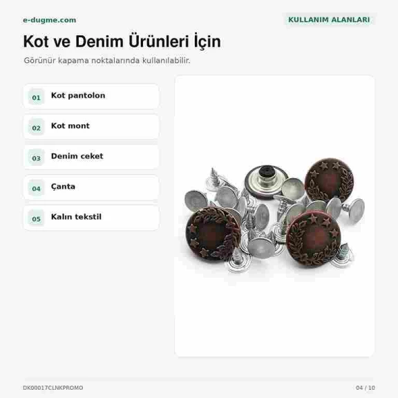 17 mm Kot Düğmesi Çelenk Logolu Bakır Oksit Renk