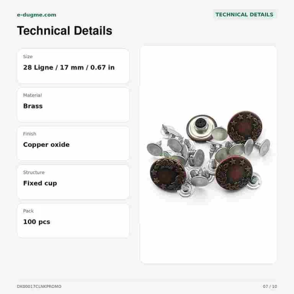 17 mm Kot Düğmesi Çelenk Logolu Bakır Oksit Renk