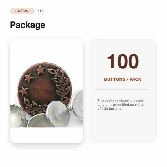 17 mm / 0.67 in Wreath Logo Jeans Button in Copper Oxide Finish, Pack of 100 for Denim Projects