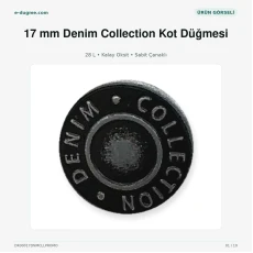 17 mm / 28 L Denim Collection Logolu Alüminyum Kot Düğmesi Kalay Oksit Sabit Çanaklı 100 Adet/Paket DK00017DNMCLLPROMO