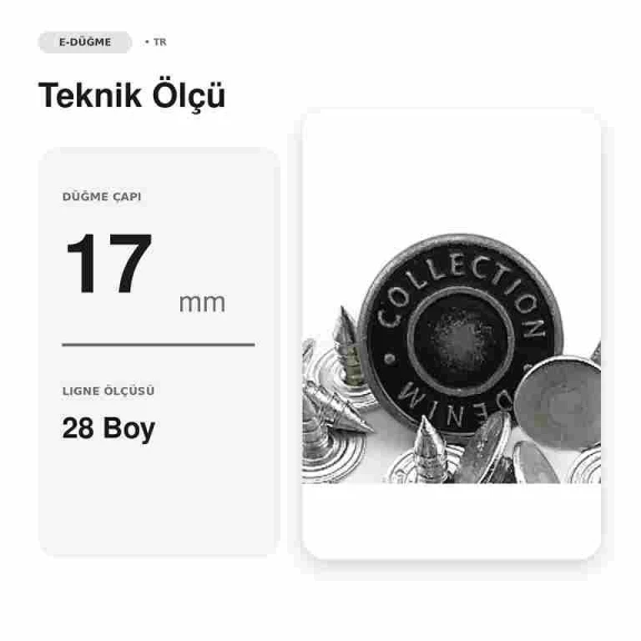 17 mm Denim Collection Logo Aluminum Jeans Button with Tin Oxide Finish - Pack of 100