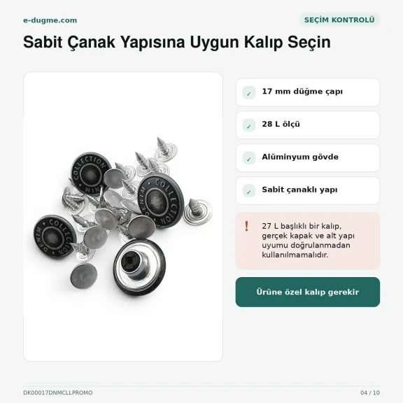 17 mm / 28 L Denim Collection logolu alüminyum kot düğmesi, kalay oksit kaplama, 100 adet paket, denim pantolon ve ceketler