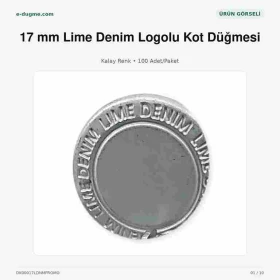17 mm Lime Denim Logolu Kalay Renk Kot Düğmesi 100 Adet/Paket DK00017LDNMPROMO