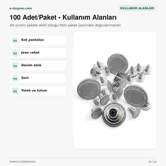 17 mm Lime Denim Logolu Kalay Renk Kot Düğmesi, 100 Adet/Paket, Dayanıklı Bakır Oksit Kaplama ile Estetik ve Uzun Ömürlü
